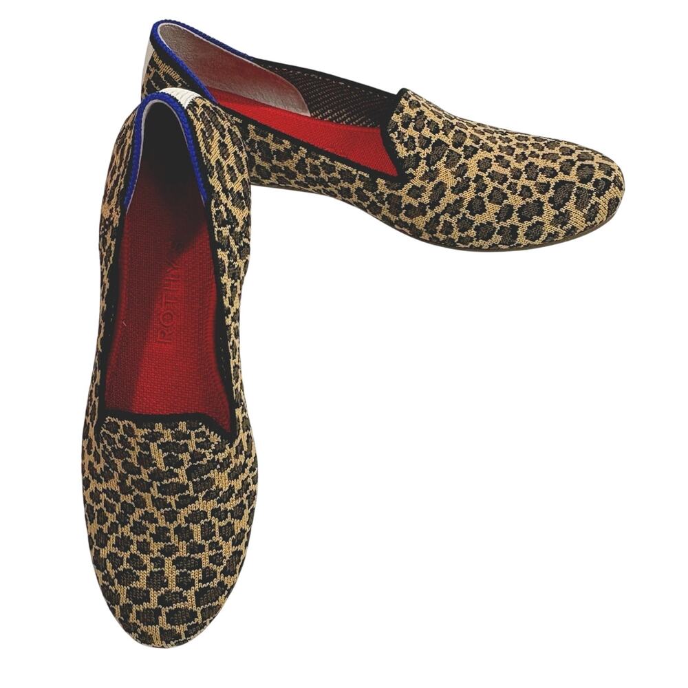 Rothy’s The Loafer Tan Leopard Women’s Size 6 Flats Slip-On Shoes NWOB City Chic